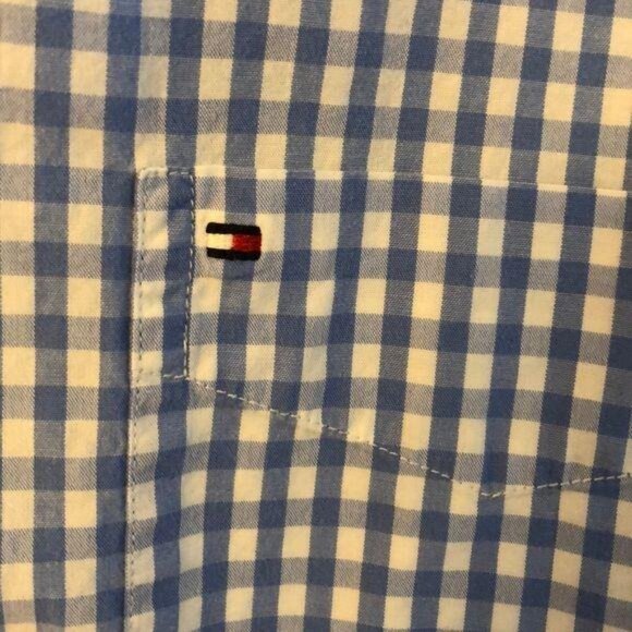 Tommy Hilfiger Classic Fit Blue Gingham Check Long Sleeve Button-Down Shirt M - Picture 4 of 6